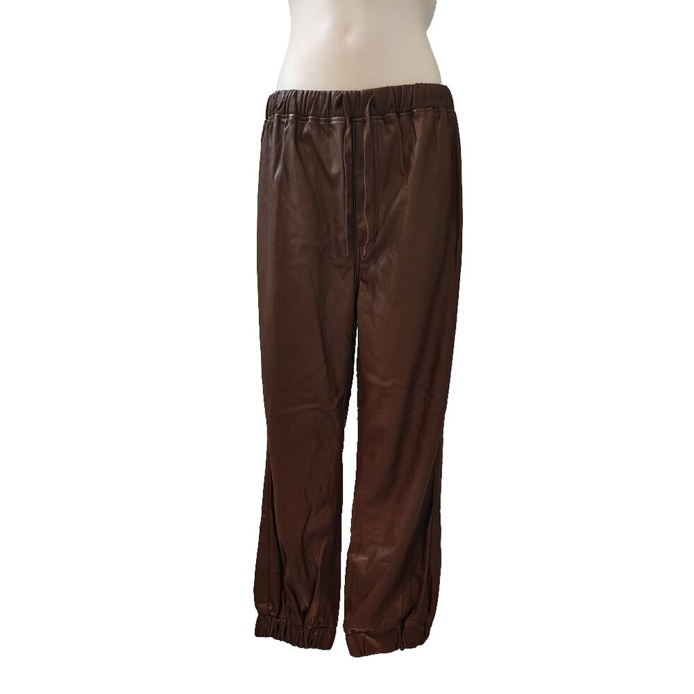 Tinseltown Brown Faux Leather High Rise Jogger